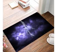 danxceh Soft Bathroom Mat Non Slip,Machine Washable Bathroom Rug Bathmat Bath Mats for Bathtub Shower,Lightning with dramatic clouds. Lightning strike on the dark cloudy sky.,16x24in