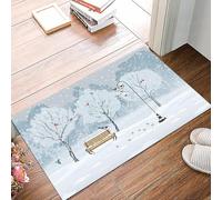 danxceh Soft Bathroom Mat Non Slip,Machine Washable Bathroom Rug Bathmat Bath Mats for Bathtub Shower,Silent falling of snow in the park with various birds,16x24in