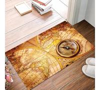 danxceh Soft Bathroom Mat Non Slip,Machine Washable Bathroom Rug Bathmat Bath Mats for Bathtub Shower,close-up shot of an open brass compass on a antique 1920's map.,16x24in