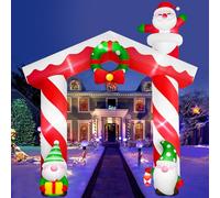 Danxilu 10 FT Large Christmas Inflatables Arch with Gnomes & Santa Claus Inflatable Christmas Decorations Outdoor Blow Up Archway Xmas Decor Built-in LED Lights for Outside Garden Yard Holiday