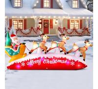 Danxilu 10 FT Long Inflatables Santa Sleigh with 3 Reindeer Inflatable Christmas Decorations Outdoor Blow Up Xmas Decor Built-in Colorful LED Lights for Outside Garden Holiday Lawn Yard Patio Roof