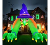 Danxilu 12 FT Large Halloween Inflatables Outdoor Witch Arch with Red Eye Inflatable Halloween Decorations Scary Blow Up Archway Build-in LED Lights for Outside Garden House Party Holiday