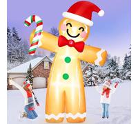 Danxilu 12FT Giant Christmas Inflatable Gingerbread Man Outdoor Decorations with Candy Cane, Blow Up Gingerbread Xmas Decor Built-in LED Lights for Outside Garden Yard Indoor Party Holiday