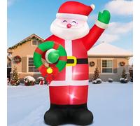 Danxilu 12FT Large Christmas Inflatable Santa Claus Decorations with Wreath | Blow Up Xmas Outdoor Decoration Built-in LED Lights for Garden, Yard, Outside, Holiday and Party