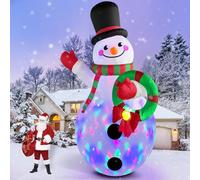 Danxilu 14FT Giant Christmas Inflatables Snowman with Wreath Inflatable Christmas Decorations Outdoor Built-in Rotating LED Lights Blow Up Xmas Decor for Outside Garden Yard Lawn Patio Holiday Party