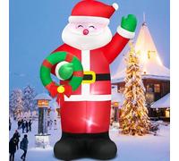 Danxilu 14FT Large Santa Claus Inflatable Christmas Decorations Christmas Inflatables Santa with Wreath Built-in LED Lights Blow Up Xmas outdoor Decor for Outside Garden Yard Lawn Holiday Party