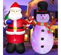 Danxilu 5 FT Inflatable Christmas Decorations, Set of 2 Christmas Inflatable Santa Claus with Bright LEDs & Inflatable Snowman with Rotating LEDs for Yard Lawn Garden Holiday Party Porch Outdoor