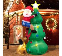 Danxilu 6 FT Inflatable Christmas Decorations Built-in LED Lights Christmas Inflatables Tree with A Santa Chased by A Dog Blow Up Xmas Outdoor Decor for Outside Garden Indoor Yard Holiday Party Lawn