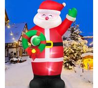 Danxilu 6 FT Santa Inflatable Christmas Decorations Built-in LED Lights, Christmas Inflatable Santa Claus with Garland Blow Up Christmas Decorations for Xmas Garden Lawn Holiday Party