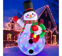 Danxilu 6 FT Snowman Inflatable Christmas Decorations with Colorful Rotating LED Lights, Christmas Inflatable Snowman Outdoor with Wreath for Xmas Garden Yard Lawn Porch Holiday Party