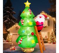 Danxilu 7 FT Inflatable Christmas Tree with Santa Claus Climbing, Christmas Inflatables Outdoor Decorations Blow Up Xmas Tree Build-in LED Lights for Outside Garden Indoor Lawn Yard Holiday Party