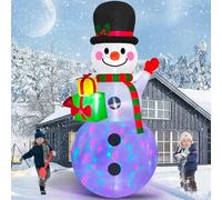Danxilu 8 FT Christmas Inflatable Snowman Outdoor Decorations with Colorful Rotating LED Lights, Xmas Blow Up Snowman Decor for Garden Yard house Lawn Porch