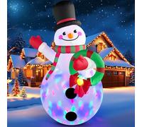 Danxilu 8 FT Snowman Inflatable Christmas Decorations Build-in Rotating Colorful LED Lights, Christmas Inflatables Outdoor Blow Up Snowman With Wreath for Outside Garden Indoor Xmas Party Holiday