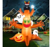 Danxilu 8FT Halloween Inflatables Outdoor Tree with Pumpkin Cat Ghosts Inflatable Halloween Decorations Built-in LED Lights Blow Up Decor for Outside Garden Lawn Party Yard Holiday