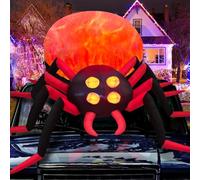 Danxilu 8FT Large Halloween Inflatables Outdoor Spider with Rotating Flame LED Light, Blow up Inflatable Halloween Decorations for Outside Garden Roof Lawn Yard Patio Party Decor