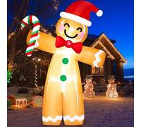 Danxilu 8FT Tall Gingerbread Man Inflatable Christmas Decorations with Candy Cane Christmas Inflatables Outdoor Blow Up Xmas Decor Built-in LED Lights for Outside Garden Holiday Indoor Party Yard Lawn