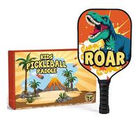 Dany x Kevin Kids Pickleball Paddle - Dinosaur Design for Ages 3-12 | Lightweight Fiberglass (0.37 lbs) | Small Grip for Easy Control | Fun Beginner Gift for Boys, Girls, Toddlers & Youth