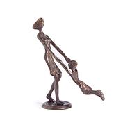 DANYA B Mother Playing and Swinging Child Cast Bronze Sculpture Figurine