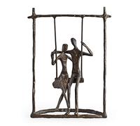 Danya B ZD9022 Contemporary Metal Art Shelf Decor - Cast Bronze Sculpture - Couple on a Swing, 802183