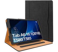 Danycase Case for Samsung Galaxy Tab A 10.1 2016 SM-T580/T585(Not for 2019 Model), PU-Leather Folio Case Cover for SM-T580 T585 2016 Version,with Document Card Pocket, Multiple Viewing Angles(Black)