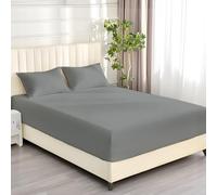 DANYDude 100% Egyptian Cotton fitted sheet With 400 Thread Count And 40 Cm Extra Deep Elastic Corner Pocket Bed Sheet Comfortable Super King Fitted Sheet Perfect For Your Bedding