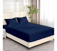 DANYDude 100% Egyptian Cotton fitted sheet With 400 Thread Count And 40 Cm Extra Deep Elastic Corner Pocket Bed Sheet Comfortable Super King Fitted Sheet Perfect For Your Bedding