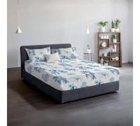 DANYDude 100% Egyptian Cotton Floral Printed 3PC Super King Fitted Sheet Set 400 Thread Count 30cm Extra Deep Fitted Sheets Super King With PillowCases 2 Pack Soft & Machine Washable