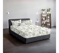 DANYDude 100% Egyptian Cotton Floral Printed 3PC Super King Fitted Sheet Set 400 Thread Count 30cm Extra Deep Fitted Sheets Super King With PillowCases 2 Pack Soft & Machine Washable