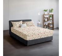 DANYDude 100% Egyptian Cotton Floral Printed 3PC Super King Fitted Sheet Set 400 Thread Count 30cm Extra Deep Fitted Sheets Super King With PillowCases 2 Pack Soft & Machine Washable