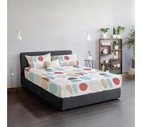 DANYDude 100% Egyptian Cotton Floral Printed 3PC Super King Fitted Sheet Set 400 Thread Count 30cm Extra Deep Fitted Sheets Super King With PillowCases 2 Pack Soft & Machine Washable