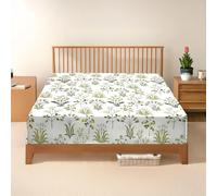 DANYDude 100% Egyptian Cotton Floral Printed King Size Fitted Sheet 400 Thread Count Fitted Sheets King Soft & Machine Washable 30cm/12” Extra Deep Fitted Bed Sheets Room Decor