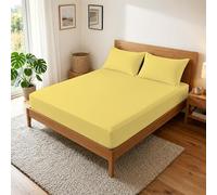 DANYDude 100% Egyptian Cotton Small Double Fitted Sheet With 400 Thread Count And 40cm Extra Deep Elastic Corner Pockets Comfortable Small Double Bed Sheets