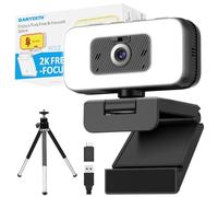 Danyesth 2K Webcam for Loptop, Computer Camera with Light for PC/Desktop/Mac [Light Your Face, Free Your Space] USB Webcam with Auto Anti-Disturb Backlight, Zoom & Flip, Privacy Cover, Microphone
