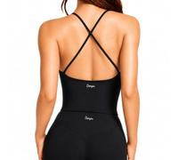 Danysu Sports Bra Seamless Backless Padded Non Wired Bras Impact Support Workout Vest Tank Tops for Women UK Yoga Gym Top Crew Neck Black XL