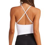 Danysu Sports Bra Seamless Backless Padded Non Wired Bras Impact Support Workout Vest Tank Tops for Women UK Yoga Gym Top Crew Neck Lucent White XS