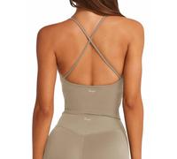 Danysu Sports Bra Seamless Backless Padded Non Wired Bras Impact Support Workout Vest Tank Tops for Women UK Yoga Gym Top Crew Neck Moon Rock XS