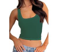 Danysu Tops for Women UK Y2K Skims Top Summer Going Out Tops Sport Gym Crop Top Hunter Green M