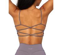 Danysu Womens Backless Sports Bra Open Back Workout Top Light Support Strappy Sport Bra Cute Gym Clothes Crisscross Light Lavender S