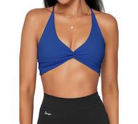 Danysu Womens Strappy Sport Bra Backless Sports Bra Open Back Workout Top Light Support Cute Gym Clothes Twirl Front Twirl Front Egyptian Blue M