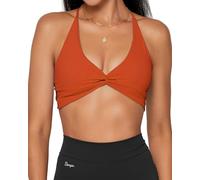 Danysu Womens Strappy Sport Bra Backless Sports Bra Open Back Workout Top Light Support Cute Gym Clothes Twirl Front Twirl Front Orange Juice XS