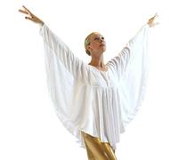 Danzcue Womens Angel Wing Drapey Pullover Dance Top, White, 2Xl/3Xl