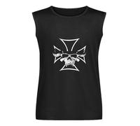 Danzig Beast Skull Silver Foil Iron Cross Men's Vests Tank Tops O-Neck 100% Cotton Undershirts Unisex Sleeveless T-Shirt L