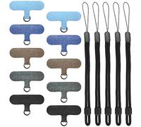 DanziX 10+5 Universal Cell Phone Lanyard & Wrist Strap, Classic Style, Black, White, Blue, Grey, PVC & Nylon Material