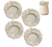 DanziX Sourdough Basket Liner Cloth, 4 Pack Bread Proofing Basket Cloth Reusable Yeast Bread Baking Elastics Bowl Covers,Fabric Bread Fermentation Cover,Fit Jars Mouth from 3-4 inch