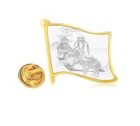 Dao China Cattle Lao Tzu Golden Metal Flag Lapel Pin Badge