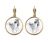 Dao China Lao Tzu Gold Clip On Drop Earrings Non Piercing Dangle Jewelry