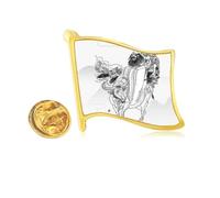 Dao China Lao Tzu Golden Metal Flag Lapel Pin Badge