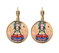 Dao God Chinese Gold Clip On Drop Earrings Non Piercing Dangle Jewelry