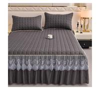 DAO-UPPSE 3-Piece Elegant Bedskirt Ensemble With Pillowcases, Premium Ruffle Design For Refined Bedroom Decor(Dark gray,180 * 200cm/71 * 79in)