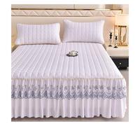 DAO-UPPSE 3-Piece Elegant Bedskirt Ensemble With Pillowcases, Premium Ruffle Design For Refined Bedroom Decor(Off-white,180 * 200cm/71 * 79in)